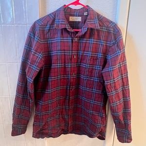 Burberry Plaid Print Long Sleeve Shirt